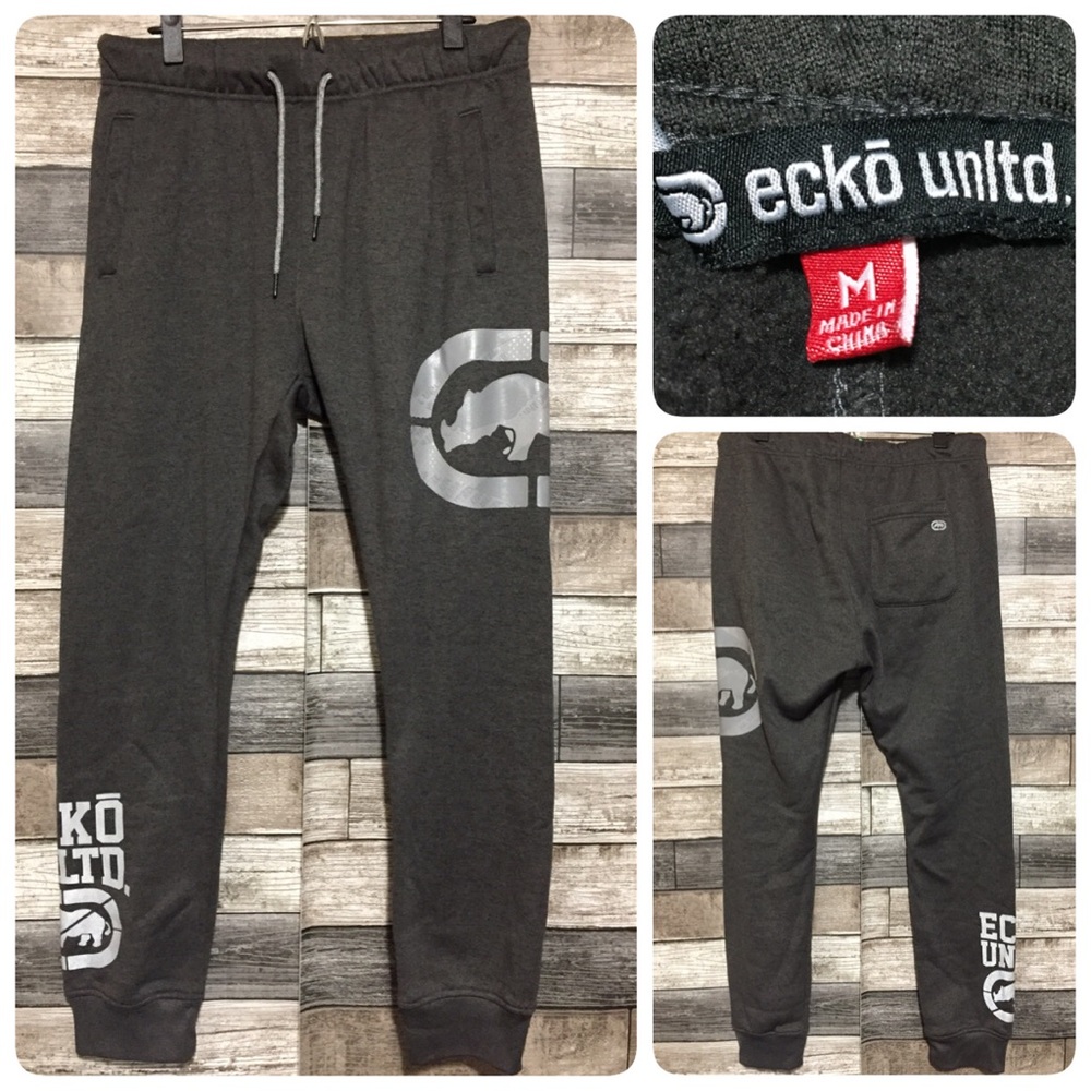 Ecko Unltd Sweatpants Joggers Men’s M Gray (Inseam 28) Tapered Drawstring